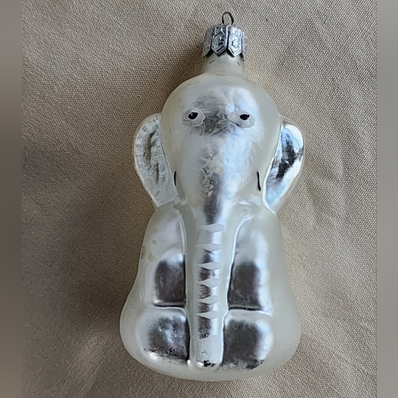 Vintage Poland Mercury Glass Elephant Christmas Ornament - Picture 1 of 8